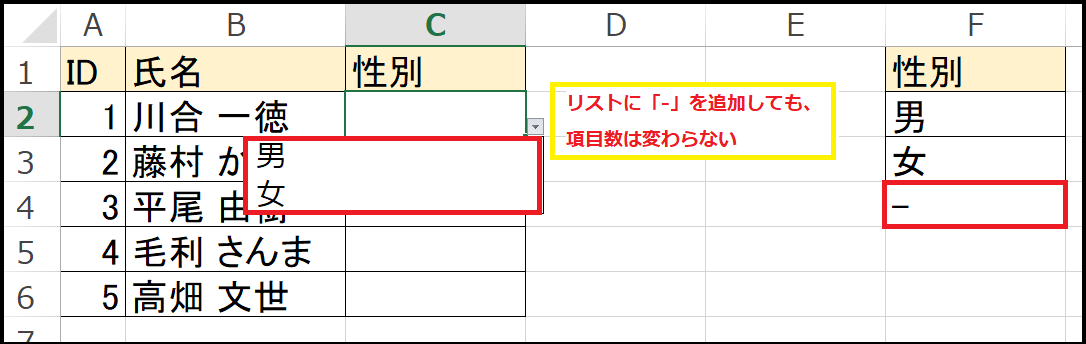 Excel　ドロップダウンリスト